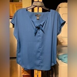 EUC Joan Vass blue dressy blouse size S